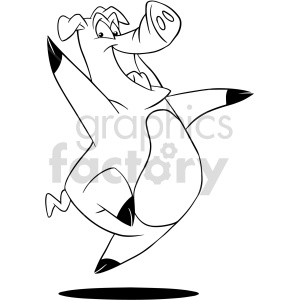 black and white cartoon pig clipart .