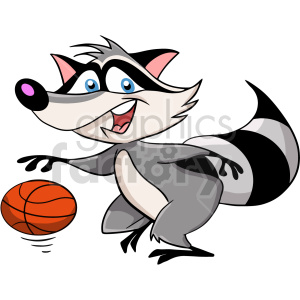 cartoon clipart raccoon playing basketball