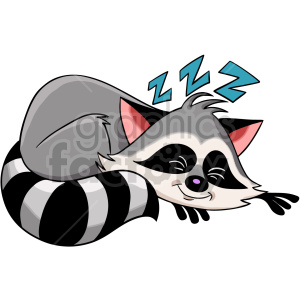 cartoon animals raccoon lying+down sleeping raccoon