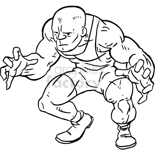 black and white wrestler vector clipart clipart. Commercial use image # 417810