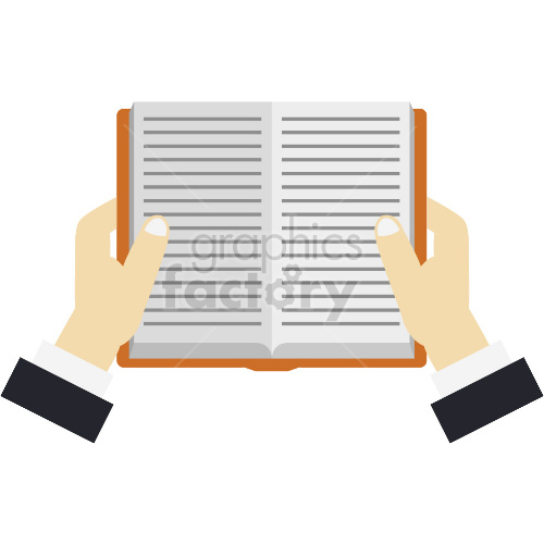 hands holding book clipart