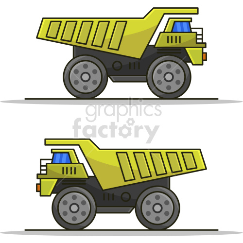 yellow heavy dump truck vector graphic bundle clipart.
