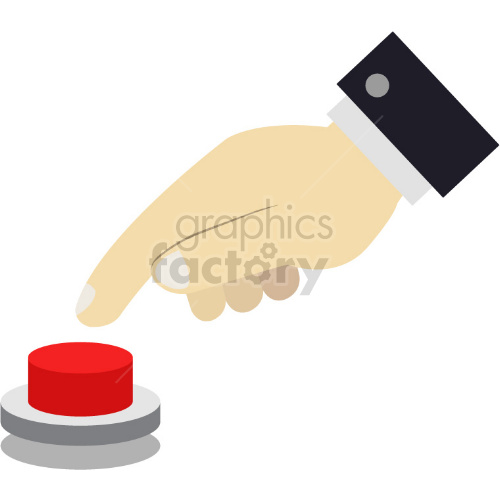 hand pushing red button vector clipart .