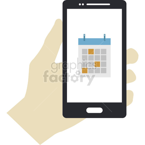 white hand holding mobile appointments app vector clipart