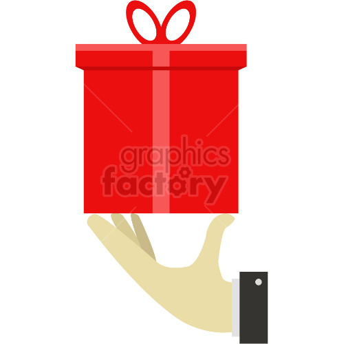 hand holding large gift vector graphic clipart .