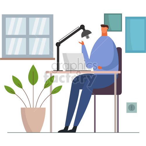 business remote office desk people career illustration