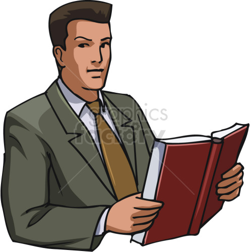 man reading from large book clipart.
