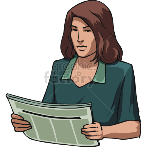 female reading newpaper clipart.