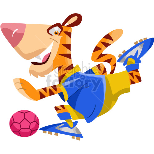 cartoon tiger playing soccer clipart .