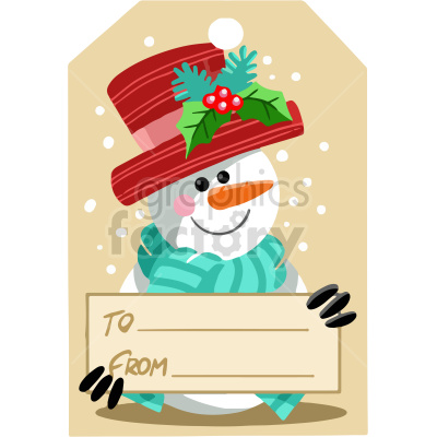 christmas gift tag with snowman vector clipart