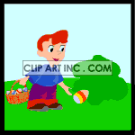 Animated little boy throwing Easter eggs animation. Royalty-free animation # 120426