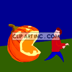 Huge animated pumpkin chasing a guy