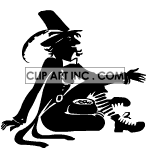 Animated black and white leprechaun with green magic clipart.