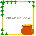 Animated sign with clovers and pot of gold clipart. Commercial use image # 120754