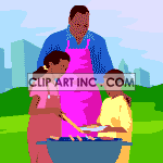   african american family love families grill cookout cooking barbeque grilling  family_barbeque0001aa.gif Animations 2D People Families 