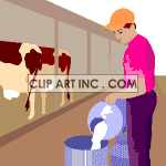   farm farmer farmers country feed feeding milk cow cows  farmer002aa.gif Animations 2D People Farmers 