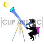   jobs044.gif Animations 2D People Shadow Animated astrologer looking through telescopes star stars moon space science astrology telescope
