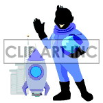 Animated astronaut getting ready to blast off. clipart. Royalty-free image # 122627
