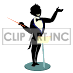 Animated mistro directing a symphony orchestra. clipart.