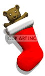 Animated Christmas stocking with a teddy bear in it animation. Commercial use animation # 123797