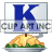 This animated GIF shows a thanksgiving turkey, with a blue spinning letter k on a card above it