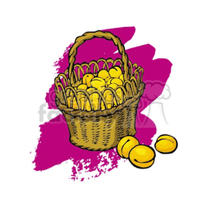 Brown Handled Basket with Apricots clipart. Commercial use image # 128266