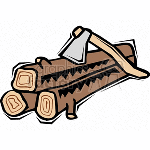 Chopped Fire Wood With Axe in Wood clipart.