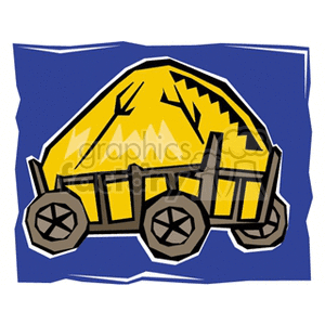 Wagon filled to capicity with golden hay clipart. Commercial use image # 128522