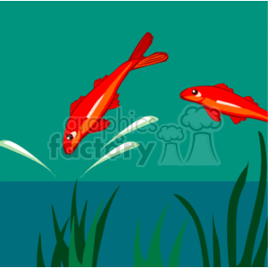 Two Orange Fish Jumping out of the Water clipart. Royalty-free image # 128828