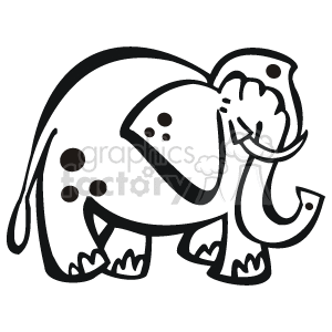 black and white cartoon elephant clipart. Commercial use image # 129075