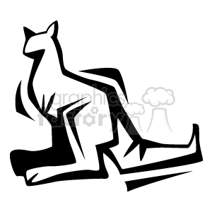 Black and white abstract kangaroo clipart. Commercial use image # 129723
