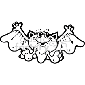 Black and white Small bat with open wings 2 clipart. Commercial use image # 129998