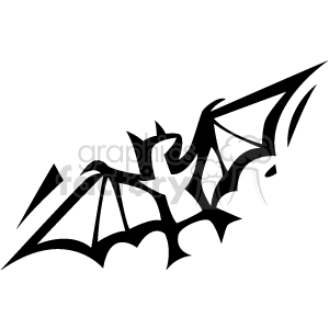Abstract flying bat- black and white clipart. Commercial use image # 130209