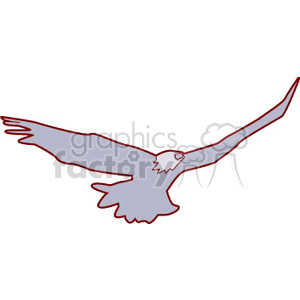 clipart - Gray silhouette of soaring eagle.