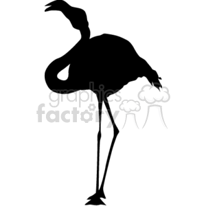 clipart - Silhouette of a flamingo.