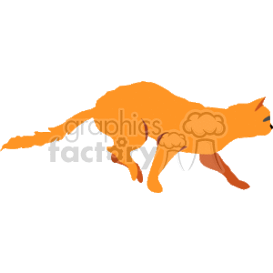 The clipart image shows an abstract representation of a cat or feline, possibly a kitten, in a sneaky or stalking pose. The cat's body is depicted as a series of curved lines and shapes, without much detail. Overall, the image conveys the idea of a mischievous or playful feline.
