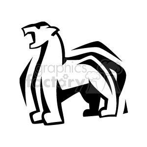 Black and white abstract panther with open mouth clipart.
