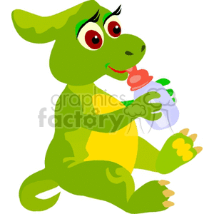 green baby dinosaur with a bottle  clipart. Royalty-free image # 131507