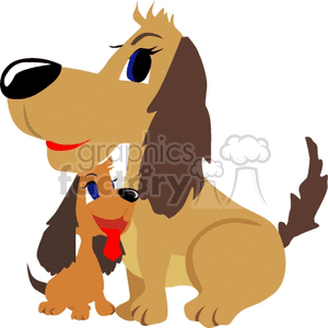 Cartoon mother dog with her puppy clipart.