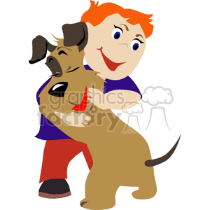Boy hugging his dog clipart. Commercial use image # 131917