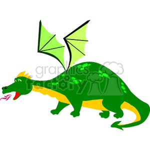green dragon blowing out fire  clipart.