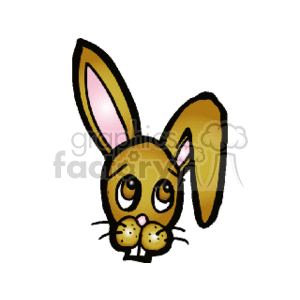 Sad droopy ear brown rabbit clipart.
