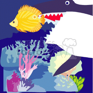 Big shark eating yellow fish clipart. Commercial use image # 133621