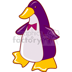 a penguin in a mauve bow tie clipart. Commercial use image # 133699