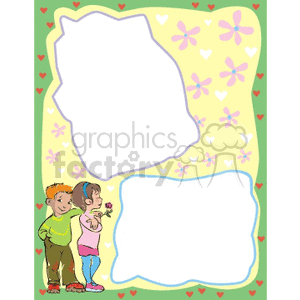 A girl and a boy with thought bubbles on a piece of paper clipart. Commercial use image # 134248