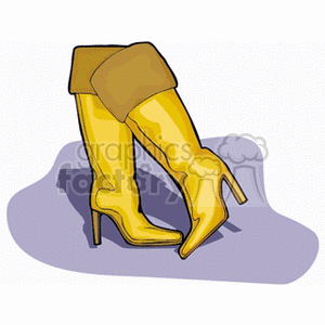 Yellow women's heeled boots