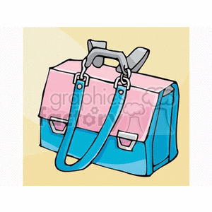 Cartoon pink and blue backpack clipart.