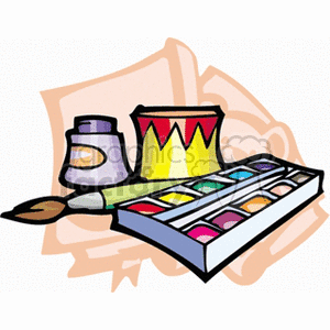 Cartoon paints and paintbrush clipart. Royalty-free image # 138775