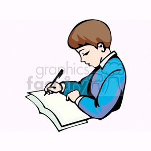 Boy doing his homework clipart. Royalty-free image # 139596