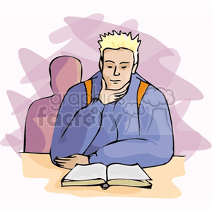 A Male Student Reading a Book Studing clipart. Commercial use image # 139644